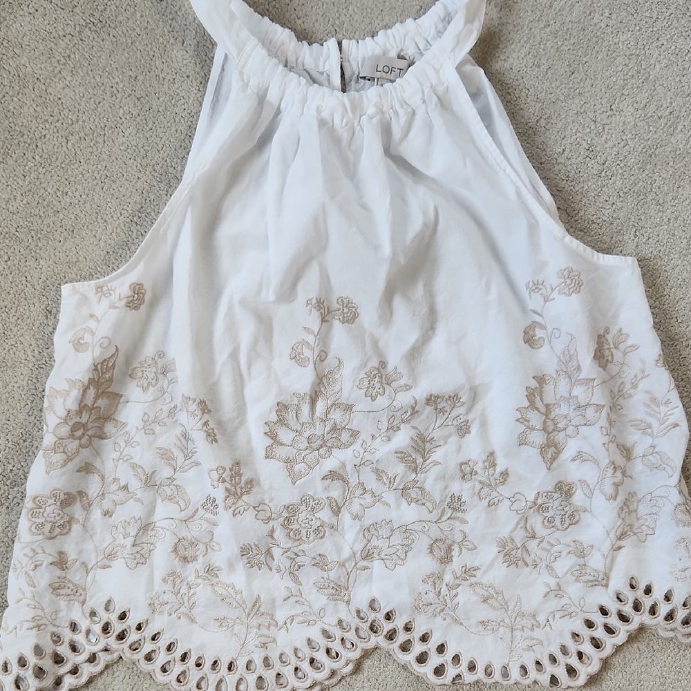 Floral Eyelet Halter Top LOFT Summer Medium